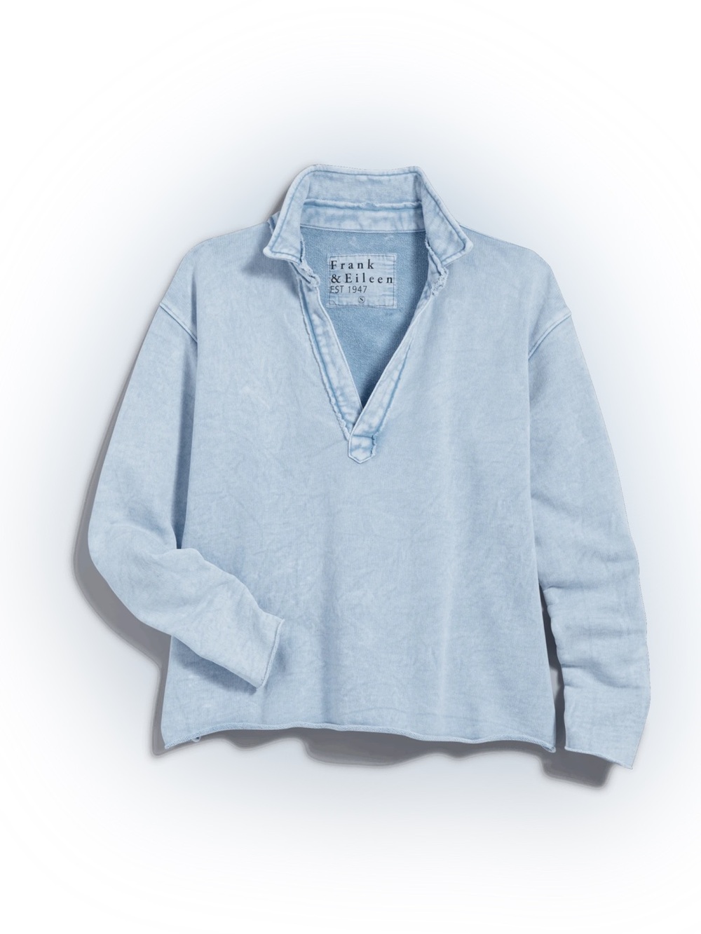 Frank & Eileen • Patrick Popover Henley Triple Fleece cotton terry Mineral Blue - Picture 3 of 11